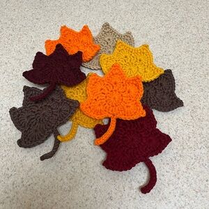 Fall / Autumn Leaves  Handmade Crochet Bundle of 9